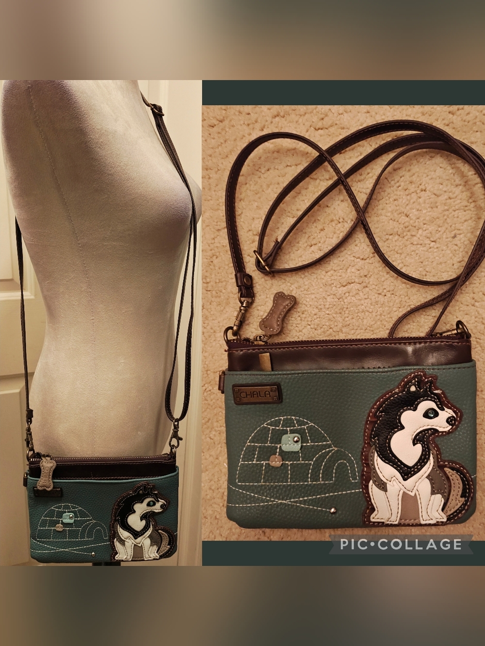 Chala Mini Crossbody Husky Vegan Leather Purse.